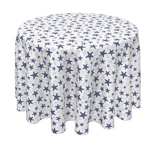 Круглая скатерть, 100% полиэстер, 70 дюймов, круглая, темно-синие морские звезды и завитки