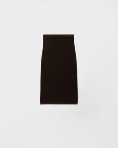 Вязаная кашемировая юбка с ажурным узором Prada, темно-коричневый