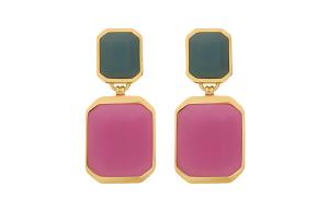 Серьги с гравировкой логотипа Octagon SAINT LAURENT, розовый