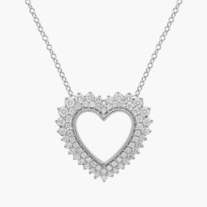Ожерелье с бриллиантовым сердцем из 14-каратного белого золота (1/2 карата) Blue Nile