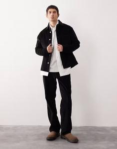 Свободная рубашка из толстого вельвета черного цвета Asos Collective