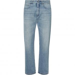 Джинсы с эффектом потертости, пять карманов FENDI, светло-голубой