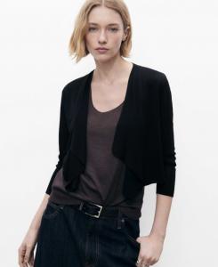 Женский вязаный укороченный кардиган MANGO, Black