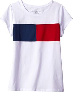 Футболка с коротким рукавом и логотипом-флажком Tommy Hilfiger для девочек, White 4053