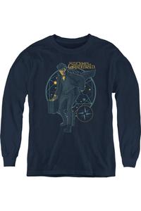 Фантастические твари 2 Чемодан Молодежная футболка с длинным рукавом Gildan, темно-синий