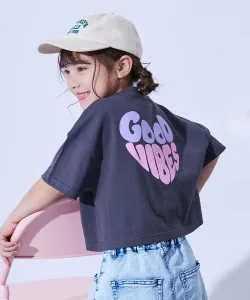 Укороченная футболка с коротким рукавом и принтом от Devil Lab для девочек, 100% хлопок, коллекция весна/лето 2025 Devirock, цвет 005-Heart-Black