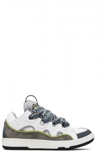 Lanvin Кроссовки из кожи цвета слоновой кости и серого оттенка