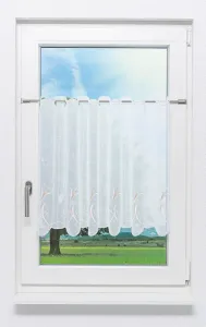 Штора в стиле кафе с кружевом Плауэн - чашечки цветов (Ш x В) 98,4 см * 60 см. Бежевый/бежевый Plauener Spitze