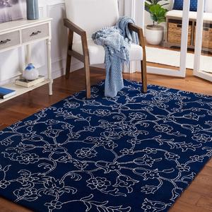 Ковер SAFAVIEH, 183 x 275 см, Fifth Avenue Collection, Navy & Ivory, ручной работы из новозеландской шерсти с цветочным узором, идеален для помещений с высокой проходимостью в гостиной, спальне (FTV135N)