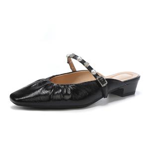 Beijiani Женские противоскользящие устойчивые к истиранию тапочки с закрытым носком на резиновой подошве черные, цвет Black