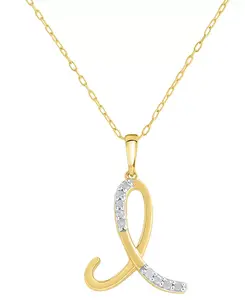 Ожерелье с кулоном в виде инициала с бриллиантами 18 дюймов (1/10 карата) из стерлингового серебра с позолотой 14 карат Macy'S, i