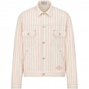 Мужская куртка-джинсовая в полоску Homme X Hylton Nel DIOR, белый