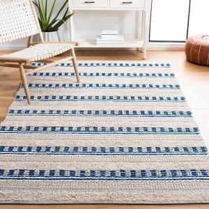 SAFAVIEH Natura Collection ковер 275 x 366 см для гостиной, столовой, спальни Beige / Navy NAT651N ручной работы из хлопка