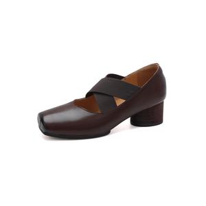 Туфли Мэри Джейн на массивном каблуке Women's Su Yanjiao, коричневый
