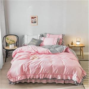 YUSIWOAL Комплект постельного белья Cotton Plaid Pleat с многослойными рюшами белого цвета Color 5