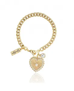 Женский браслет с подвесками в форме сердца - браслет с подвесками золотистого оттенка с украшениями из стразов Jessica Simpson, gold