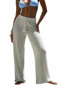 Брюки REGULAR FIT - WIDE LEG CROCHET BEACH TROUSERS WITH SHELL TRIM . Friends Like These, серый