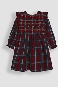 Платье в сборку из тартана Jojo Maman Bébé, красный