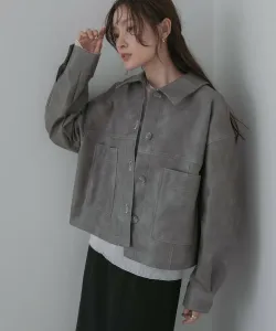 Куртка из искусственной кожи с неровной цветовой гаммой швов