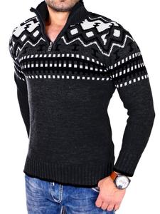 Пуловер RESLAD Strickpullover Troyer Norweger, цвет dunkegrau