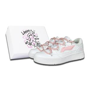 LINING Женские низкие противоскользящие износостойкие скейтерские кроссовки pink white