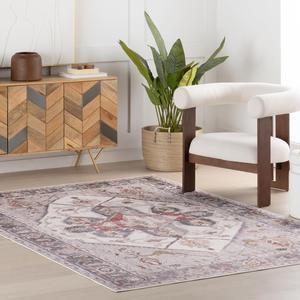 Ковер nuLOOM, 244 x 244 см,  Eloqua Medallion машинной стирки для гостиной спальни столовой, beige