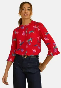 Блузка прямого кроя с фестончатыми складками и рукавами-крылышками. Love & Roses, Red Floral