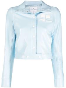 Courrèges укороченная виниловая куртка с аппликацией логотипа, синий