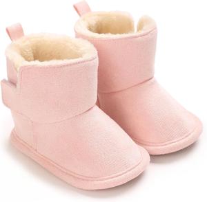 Зимние теплые ботинки для мальчиков и девочек с мягкой флисовой подкладкой и мягкой подошвой, для новорожденных, нескользящие Purepips, Pink