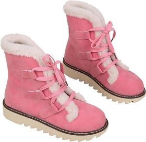 Женские ботильоны с боковой молнией, короткие ботинки, отдельная пара обуви для девушек, повседневная обувь, зимние снежные ботинки для женщин Generic, Red