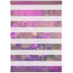 Двойной рулонный шторы Duo Rollo Motiv Blumenwiese защита от света без сверления, свободно подвешенная, с принтом Lichtblick Original, фиолетовый