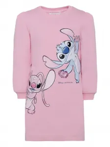 Платье с графическим принтом и длинными рукавами Monnalisa, розовый