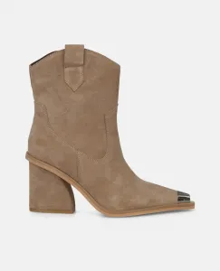 Женские ботильоны на каблуке с металлическим носком Alma en Pena, темно-коричневый