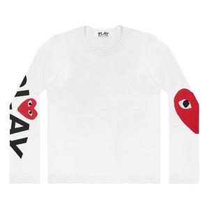 Футболка CDG Play Sleeve Logo Round Neck Long Sleeves White, белый