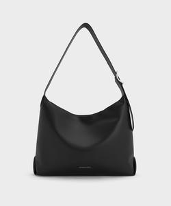 Сумка-хобо Zora с пряжкой Charles & Keith, цвет Noir