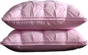 Generic Подушка из гусиного пуха и пера премиум мягкая с хлопковым чехлом Pink