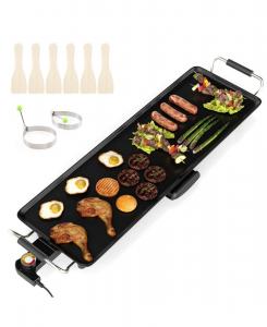 Большая электрическая жаровня 27 дюймов с 4-уровневым термостатом и съемным поддоном для сбора жира Costway, черный