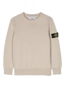 Джемпер с логотипом Compass Stone Island Junior, бежевый
