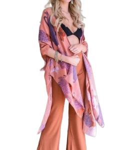 Кимоно в богемном стиле с цветочным принтом, оттенок Roseclay LETO