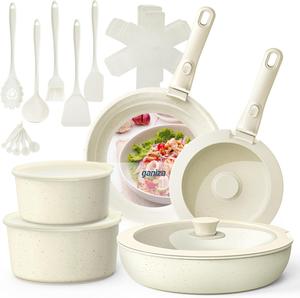 Набор посуды Ganiza со съемной ручкой, кремовый / белый