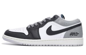 Jordan Баскетбольные кроссовки Air 1 Anti Slip, износостойкие, низкие, винтажные, мужские, серо-белые