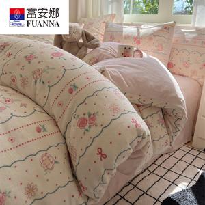 FUANNA Комплект постельного белья 90 см, 3 предмета, 150x200 см, плотный молочный вельвет, утепленный, цвет розовый