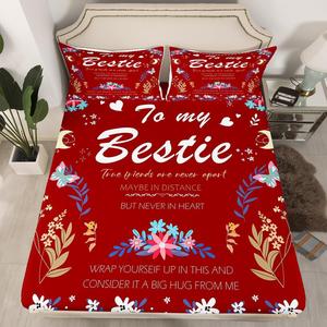 Erosebridal Комплект постельного белья 3Pcs Full с цветочным принтом в винтажном стиле, Red