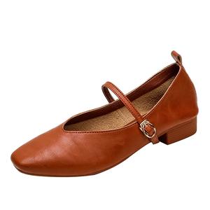 JIUXINGDAO Женские туфли Мэри Джейн на массивном каблуке красные, цвет Red