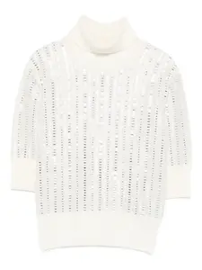 Декорированный топ с высоким воротником Ermanno Scervino, белый