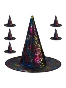 Relaxdays Шляпа 6 x Hexenhut in Schwarz/ Bunt