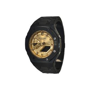 CASIO Часы Men Liquid Crystal/Analog Dual Display Series 44mm Gold Watch, Black Steel Gold Spots