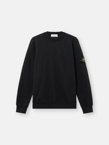 Толстовка прямого кроя с круглым вырезом и эластичными манжетами Stone Island 6100060 ORGANIC COTTON FLEECE, черный