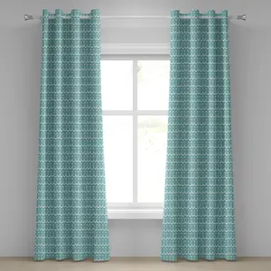 Бирюзовая штора на люверсах ABAKUHAUS, праздничный принт с изображением океана и морской жизни, декоративная двухпанельная штора, 280 см x 175 см, белый и бледно-голубой цвета Abakuhaus