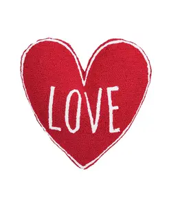 Декоративная подушка с надписью «Любовь» в форме сердца ко Дню святого Валентина, крючком, 18 x 18 дюймов C&F Home, red